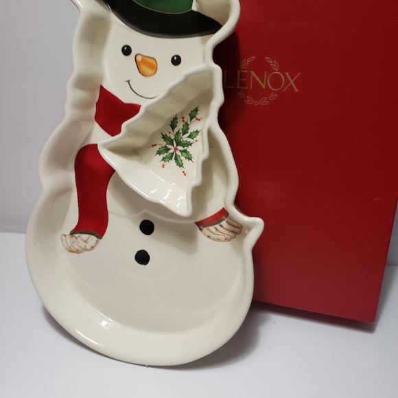 NEW! LENOX Holiday Entertaining Snowman Chip and Dip Bowl Set - Picture 1 of 6